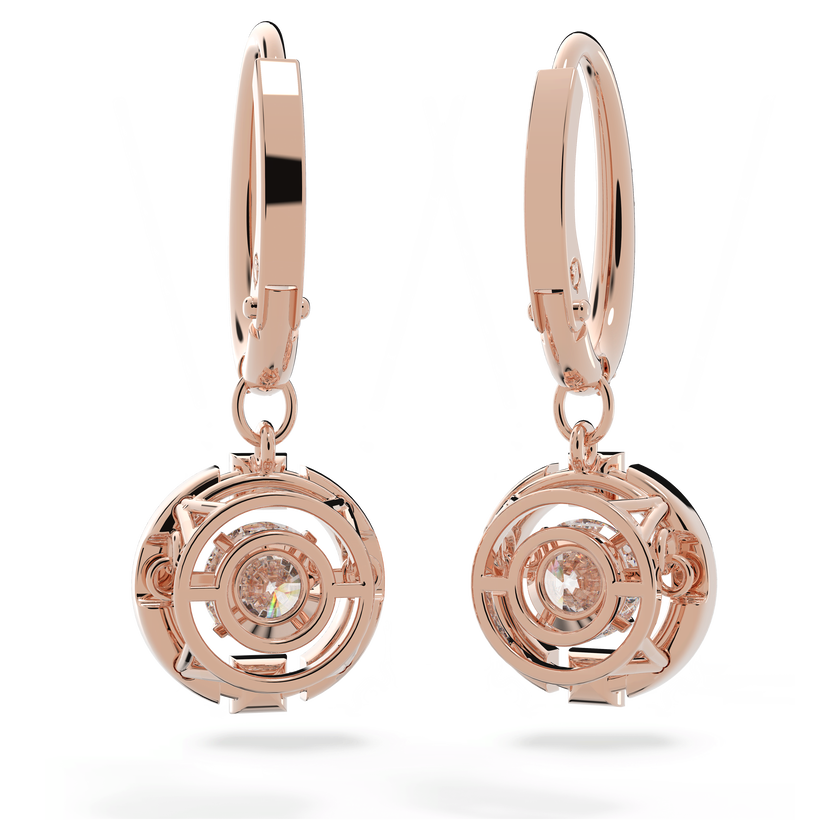 swarovski una drop earrings  round cut  white  rose gold tone plated