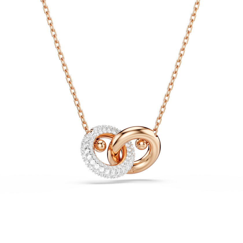 swarovski dextera pendant  round cut  white  rose gold tone plated