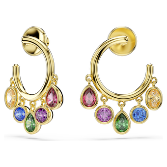 swarovski imber hoop earrings  mixed cuts  multicolored  18k gold finish