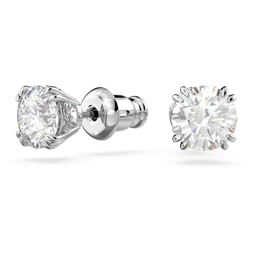 swarovski stilla stud earrings  round cut  white  rhodium plated