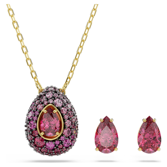 swarovski sublima set  set  2   pear cut  red  18k gold finish