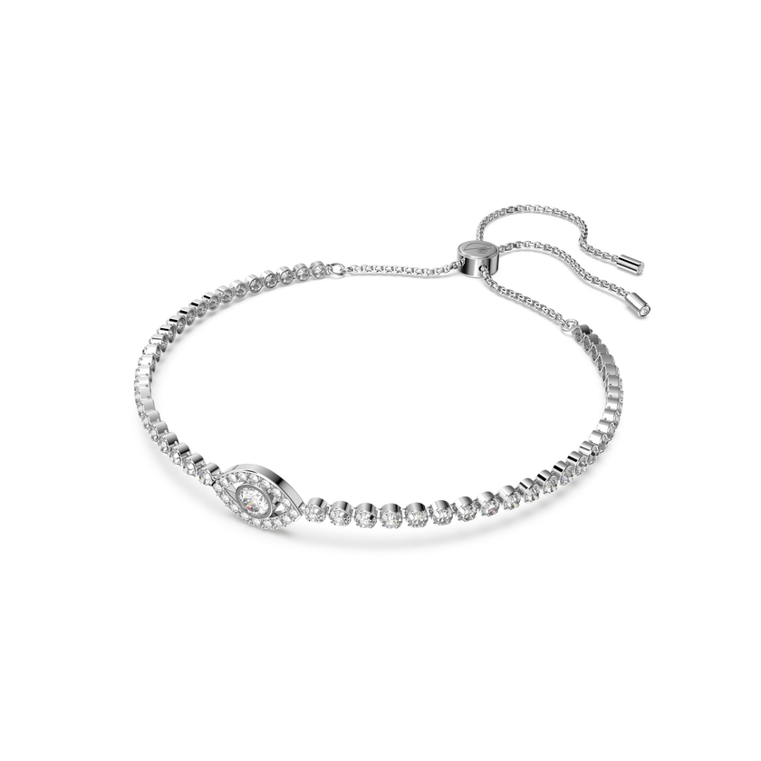 swarovski subtle bracelet  evil eye  white  rhodium plated