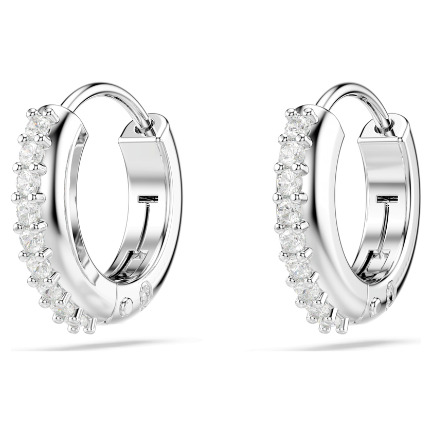 swarovski matrix hoop earrings  round cut  white  rhodium plated