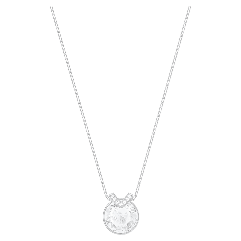swarovski bella v pendant  round cut  white  rhodium plated