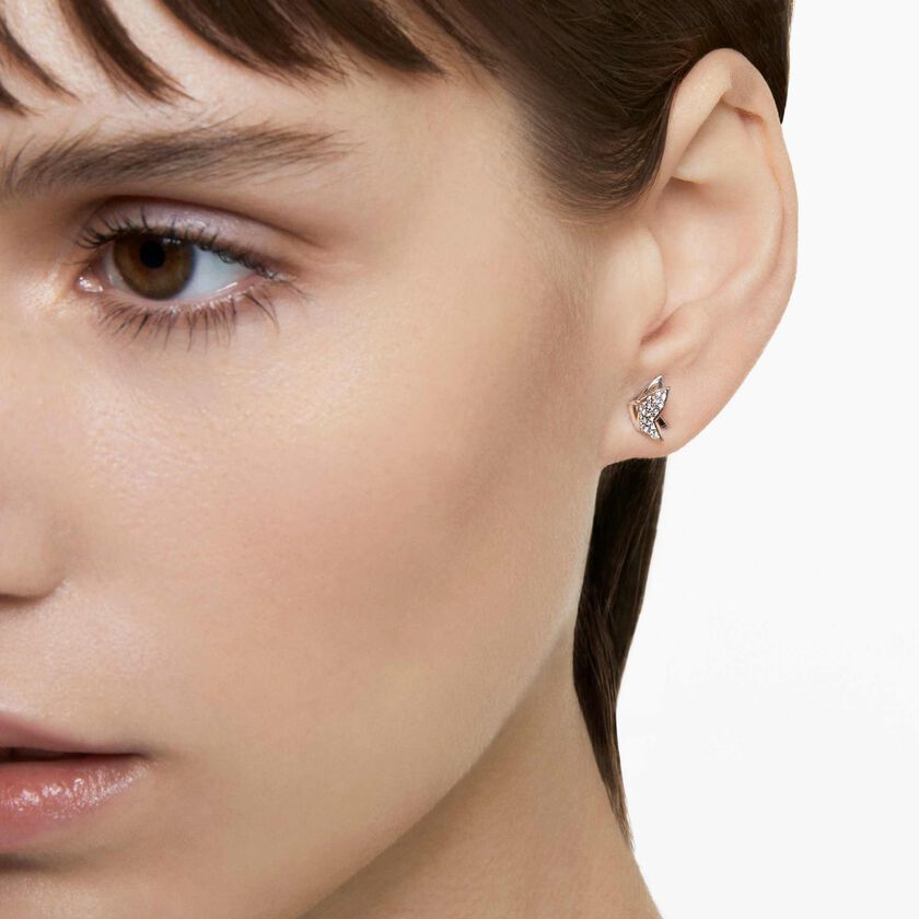 swarovski idyllia lilia stud earrings  butterfly  white  rhodium plated