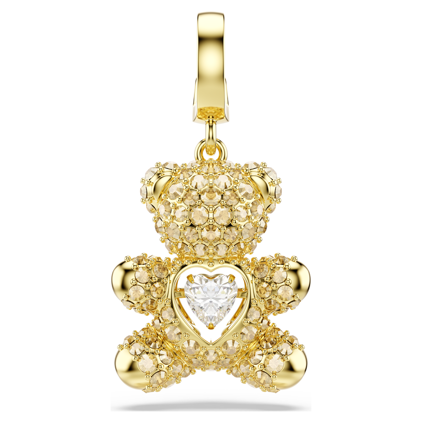 swarovski idyllia charm  mixed cuts  teddy  gold tone  gold tone plated