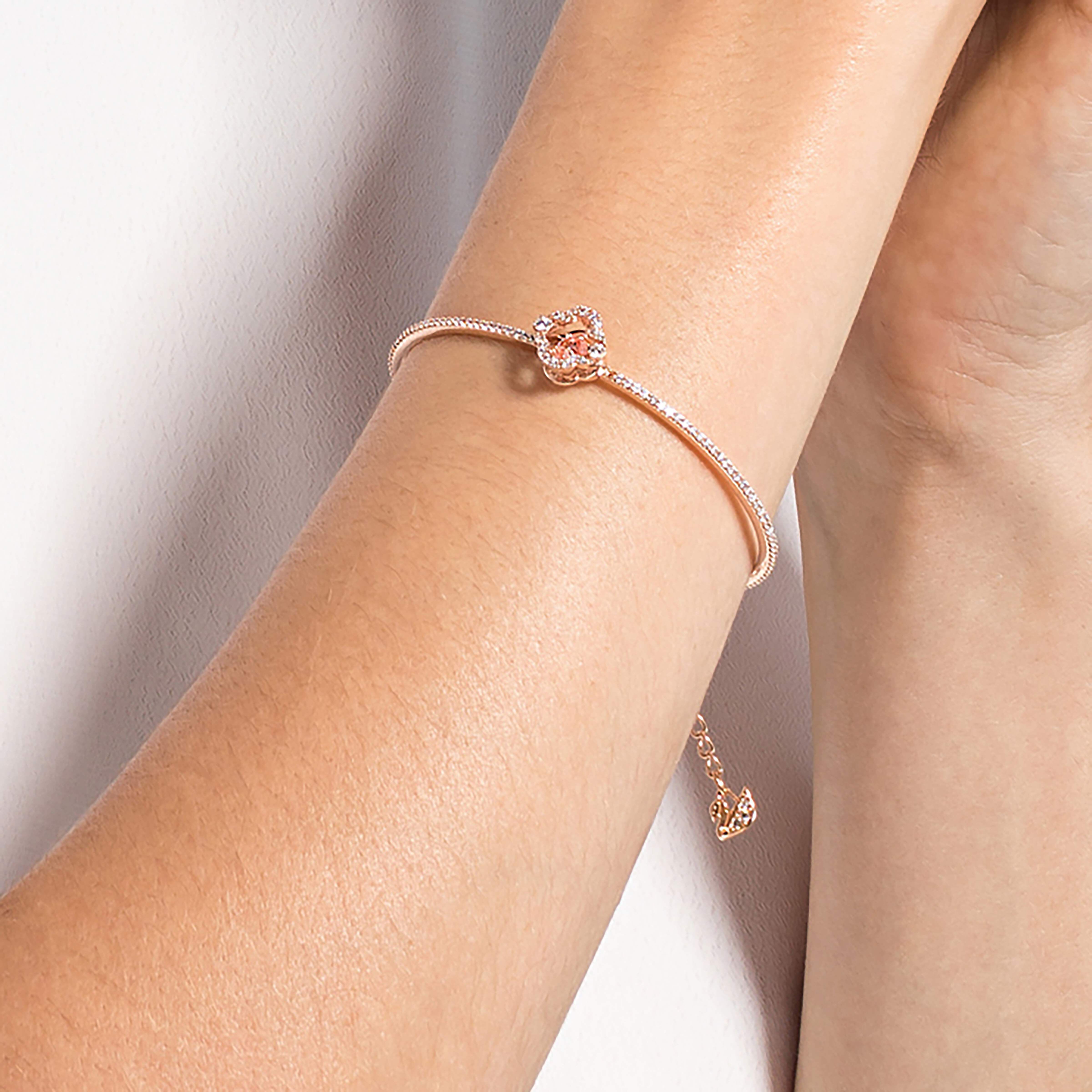 swarovski una bangle  clover  pink  rose gold tone plated