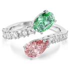 ariana grande x swarovski open ring  mixed cuts  multicolored  rhodium plated