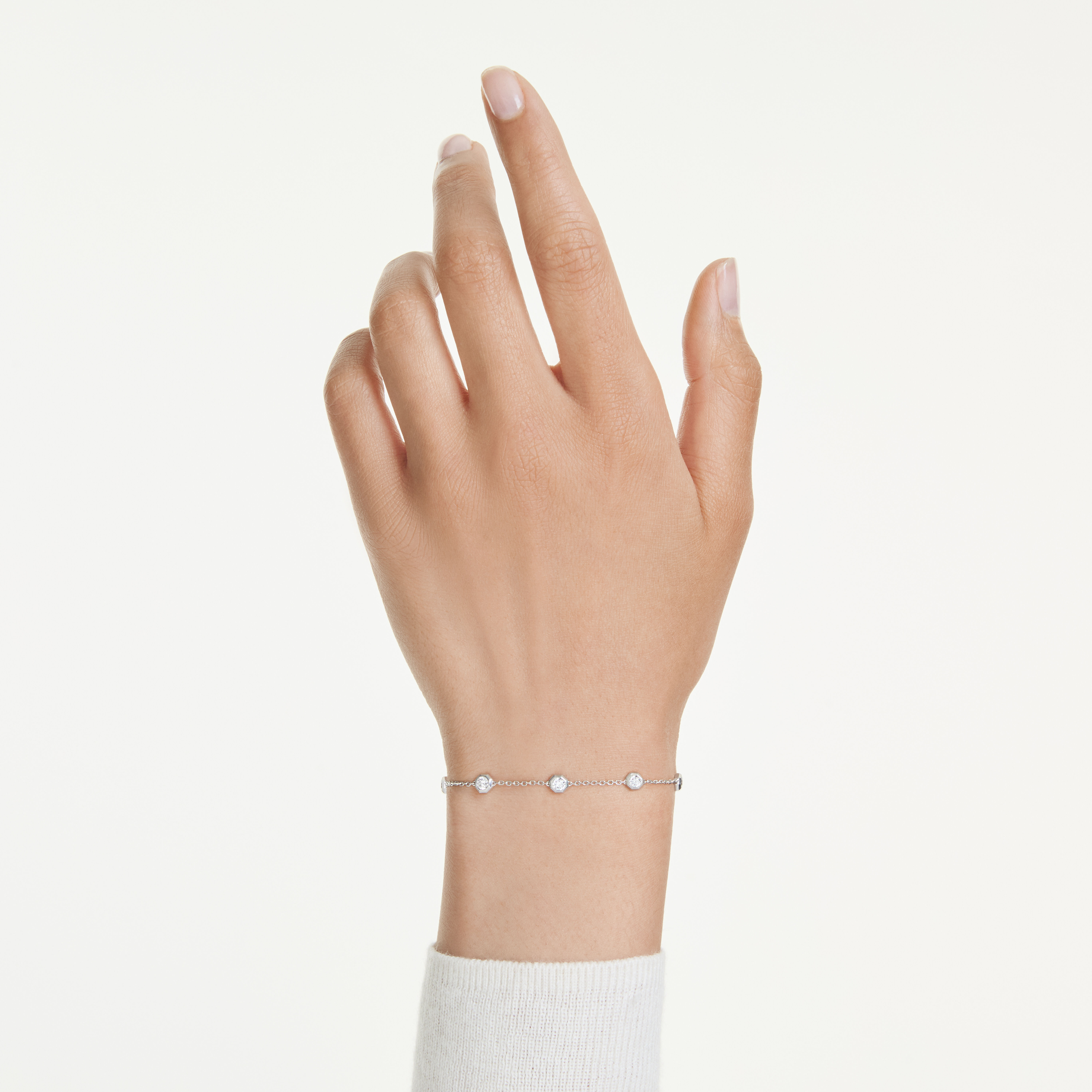 swarovski octagon bracelet  lab grown diamonds 0 8 ct tw  round shape  sterling silver