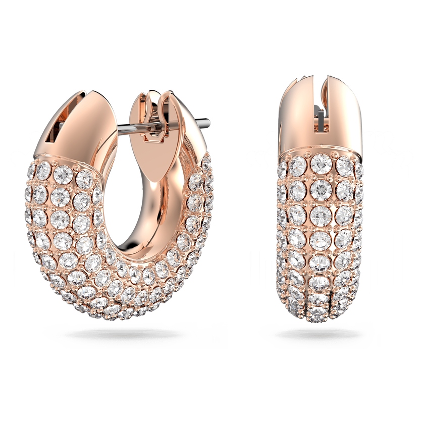 swarovski dextera hoop earrings  pav   white  rose gold tone plated