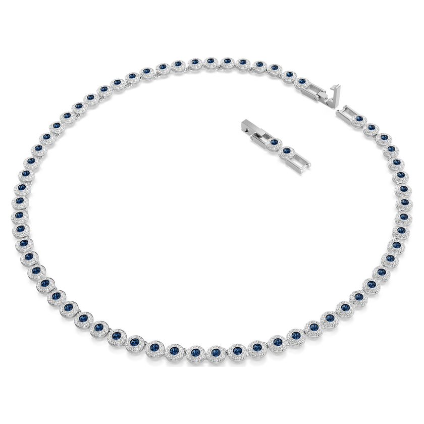 swarovski una angelic tennis necklace  round cut  blue  rhodium plated