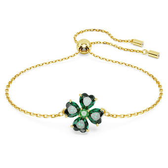 swarovski idyllia bracelet mixed cuts clover green gold tone plated