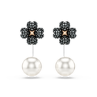 swarovski latisha earrings  pav   clover  black  mixed metal finish