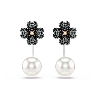 swarovski latisha earrings  pav   clover  black  mixed metal finish