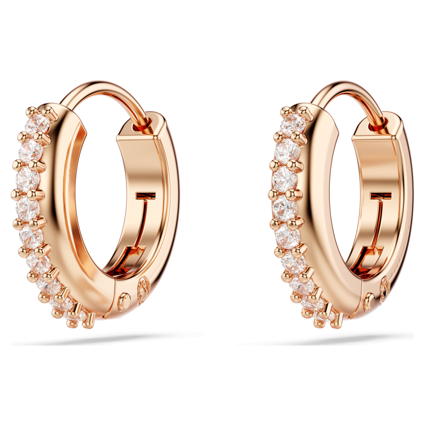 swarovski matrix hoop earrings  round cut  white  rose gold tone plated