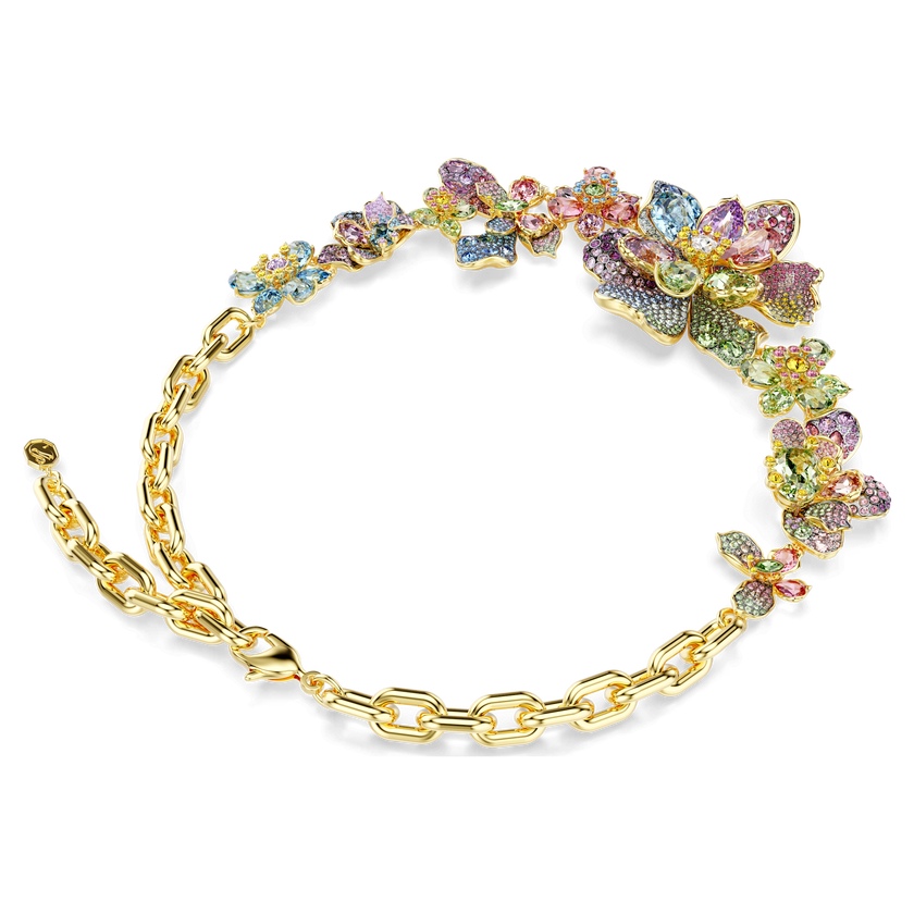 swarovski idyllia necklace  mixed cuts  pav   flower  multicolored  gold tone plated