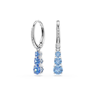 swarovski stilla attract drop earrings  round cut  pav   blue  rhodium plated