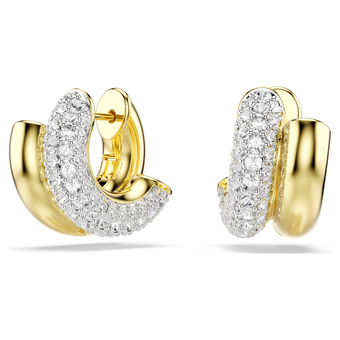 swarovski dextera hoop earrings  round cut  mini  white  gold tone plated