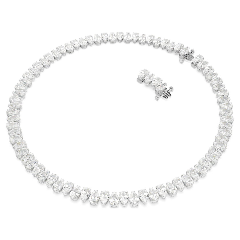 swarovski matrix necklace  pear cut  white  rhodium plated