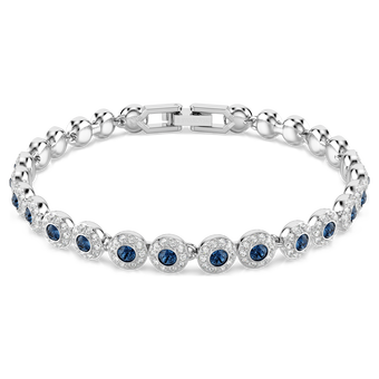 swarovski una angelic tennis bracelet round cut blue rhodium plated