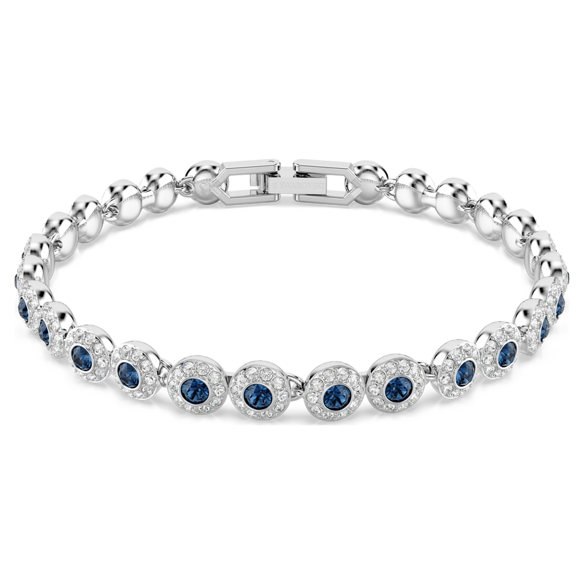 swarovski una angelic tennis bracelet  round cut  blue  rhodium plated