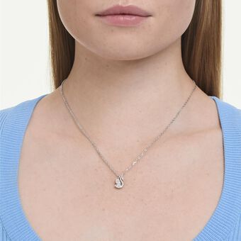 swarovski swan pendant  mixed cuts  swan  white  rhodium plated