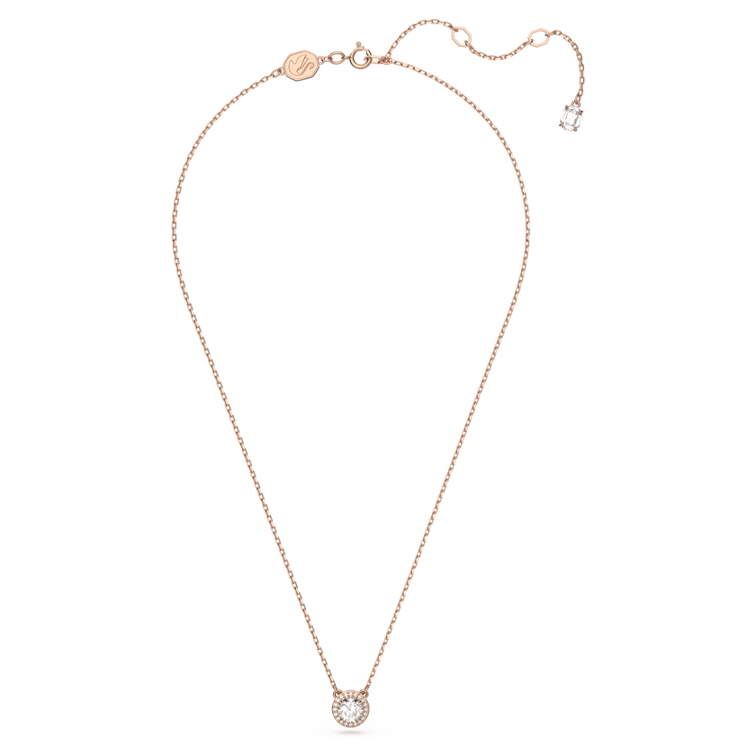 swarovski una angelic pendant  round cut  pav   white  rose gold tone plated