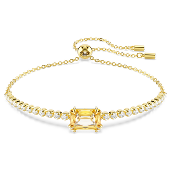 swarovski matrix tennis bracelet  mixed cuts  caramel  18k gold finish