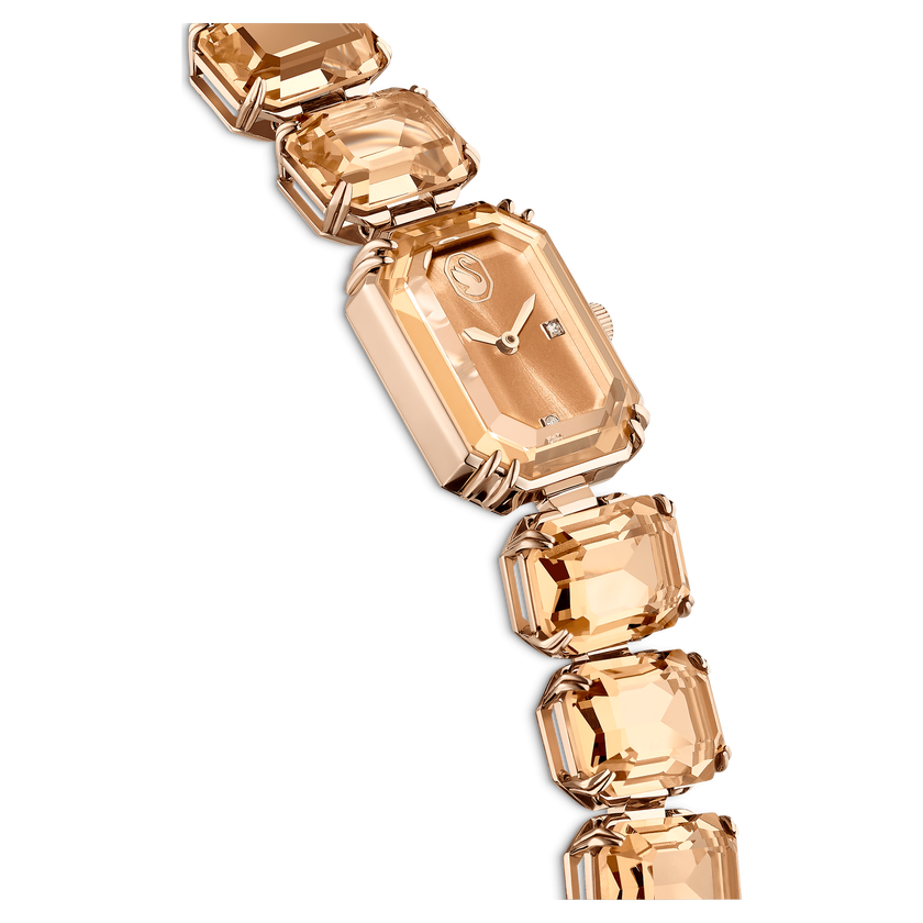 swarovski watch  octagon cut bracelet  brown  champagne gold tone finish