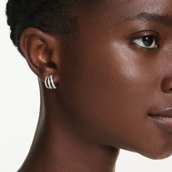 swarovski hyperbola hoop earrings  round cut  mini  white  rhodium plated