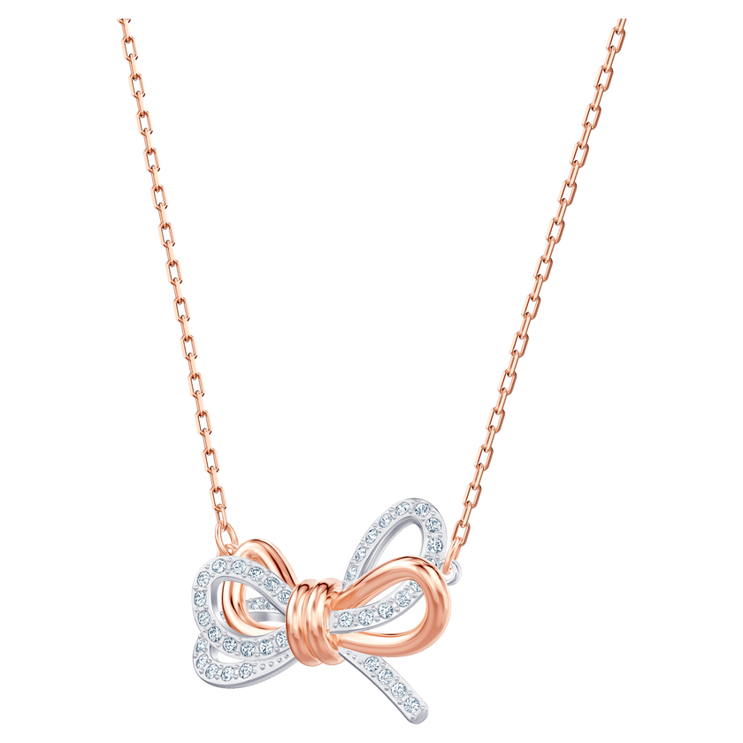 swarovski lifelong bow pendant  bow  white  mixed metal finish