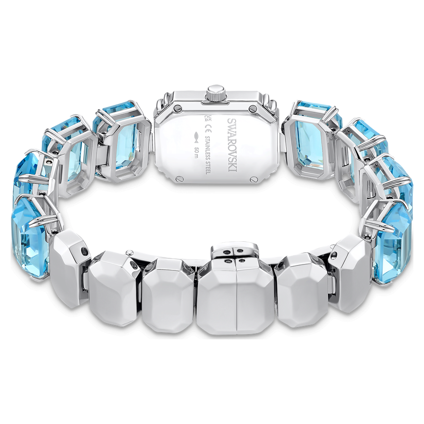 swarovski watch  octagon cut bracelet  blue  stainless steel
