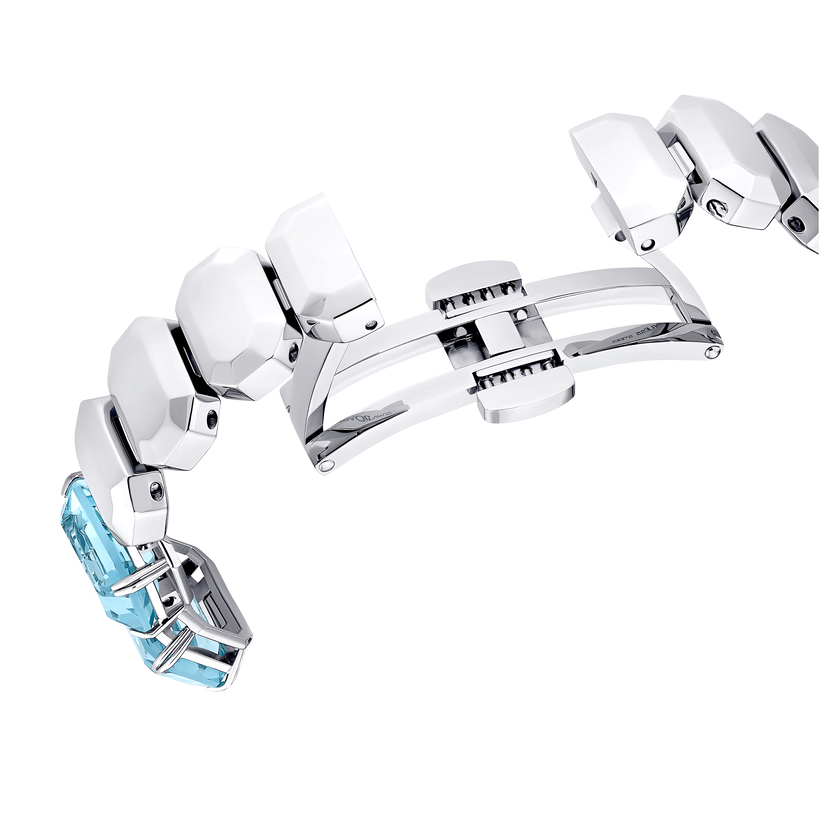 swarovski watch  octagon cut bracelet  blue  stainless steel