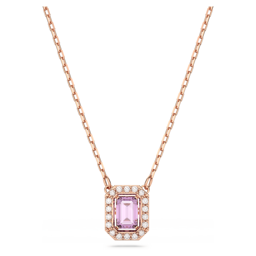 swarovski millenia necklace  octagon cut  purple  rose gold tone plated