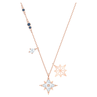 swarovski symbolic pendant  star  white  rose gold tone plated