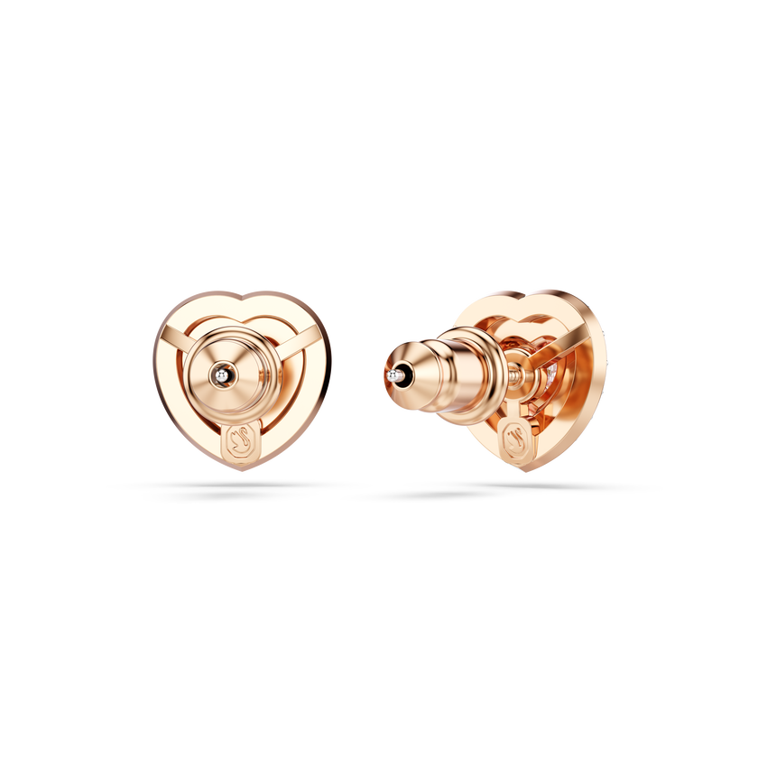 swarovski one stud earrings  heart cut  pav   heart  pink  mixed metal finish