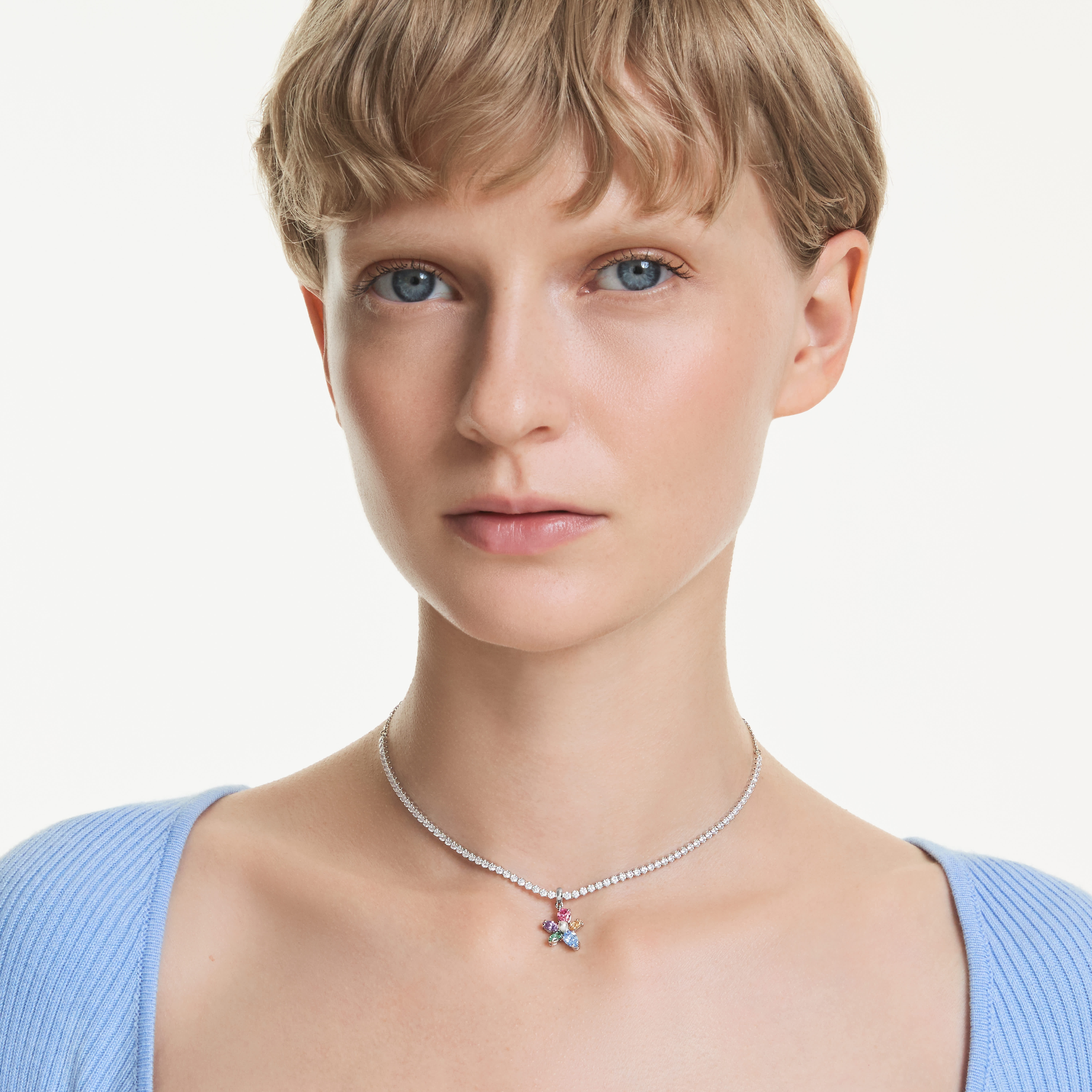 ariana grande x swarovski choker  mixed cuts  flower  multicolored  rhodium plated