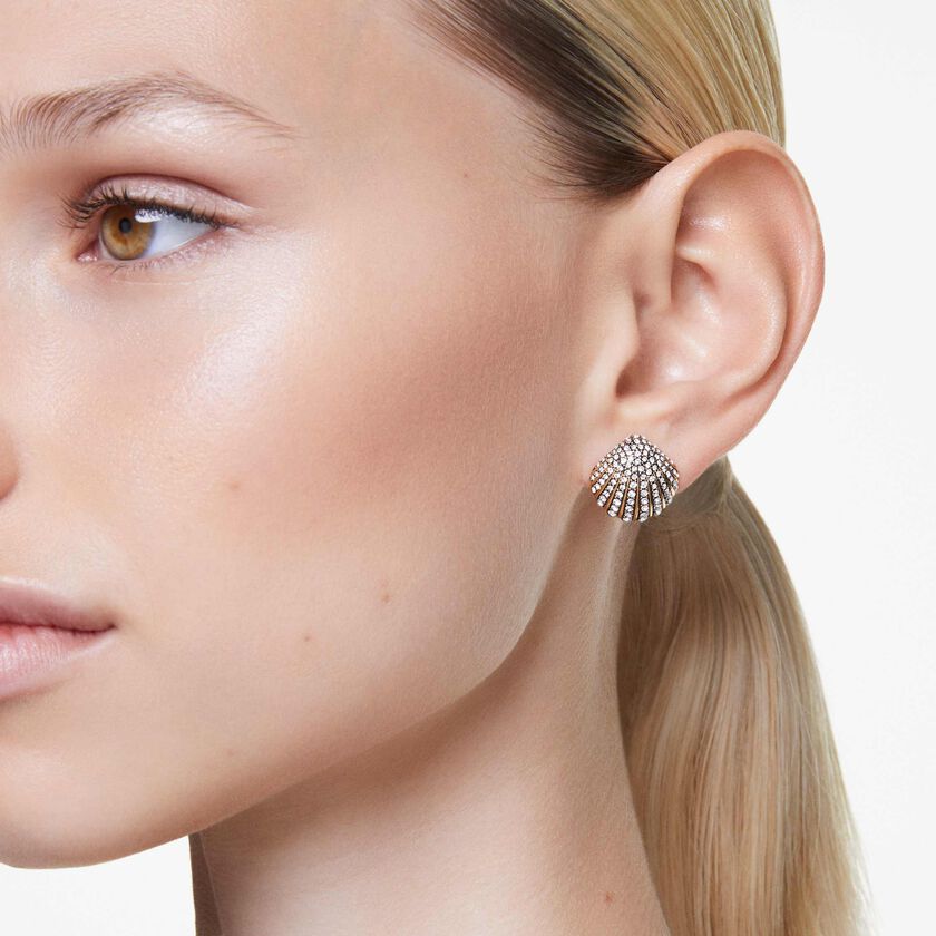 swarovski idyllia stud earrings  shell  white  gold tone plated