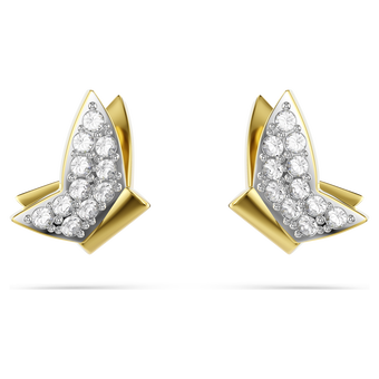 swarovski idyllia lilia stud earrings  butterfly  white  18k gold finish