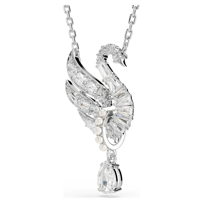 swarovski swan vienna pendant  swan  white  rhodium plated