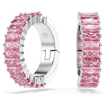 swarovski matrix ear cuffs  baguette cut  pink  rhodium plated