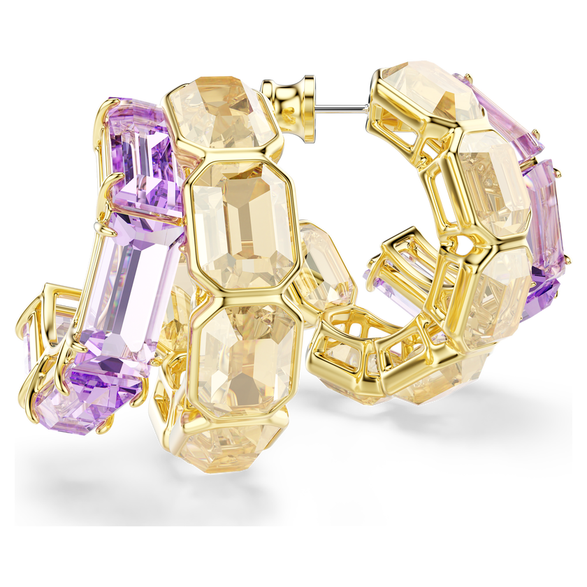 swarovski millenia hoop earrings  mixed cuts  multicolored  gold tone plated