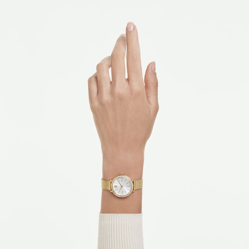 swarovski certa watch  metal bracelet  gold tone  gold tone finish