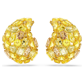 swarovski gema clip earrings yellow gold tone plated