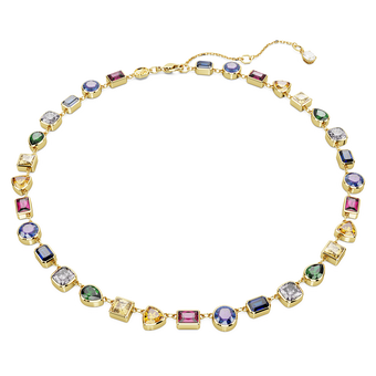 swarovski imber tennis necklace  mixed cuts  multicolored  gold tone plated