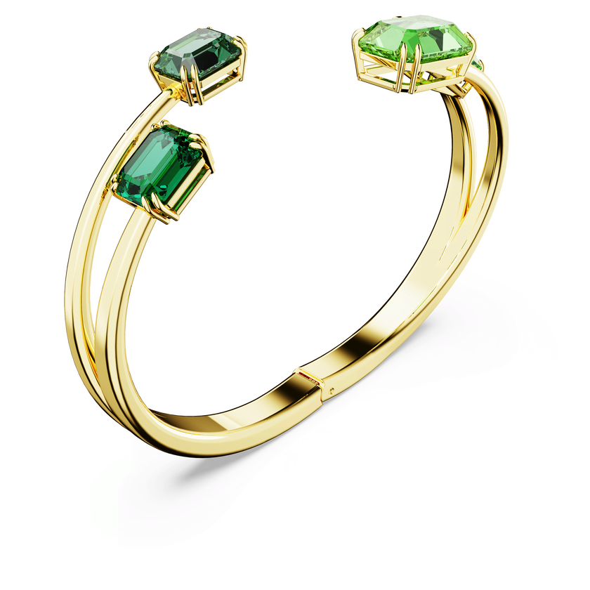swarovski millenia bangle  octagon cut  green  gold tone plated