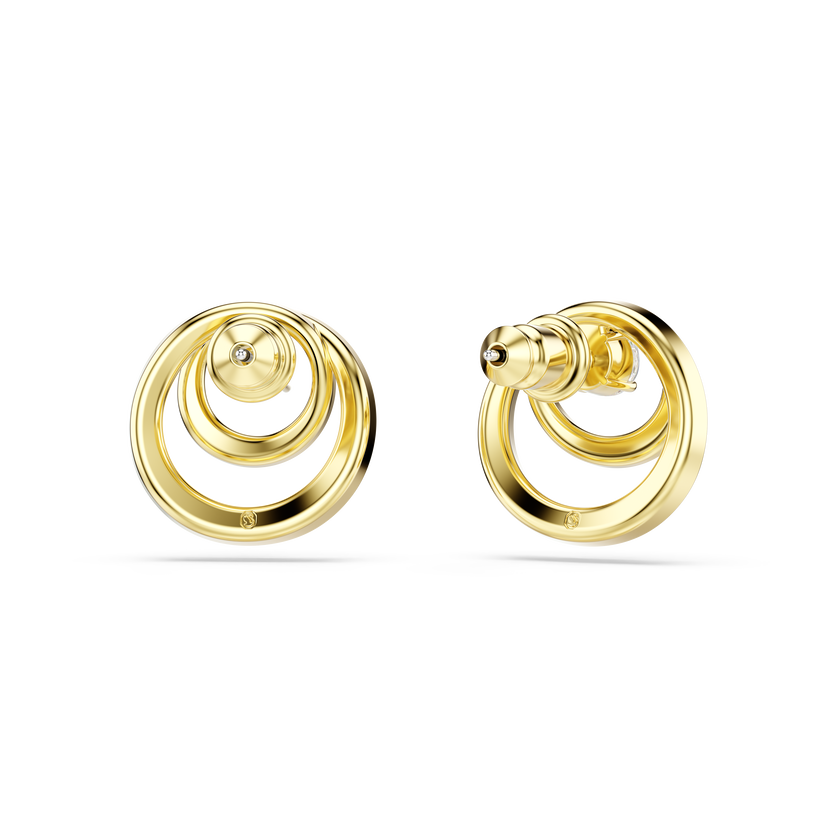 swarovski hyperbola stud earrings  round cut  white  gold tone plated
