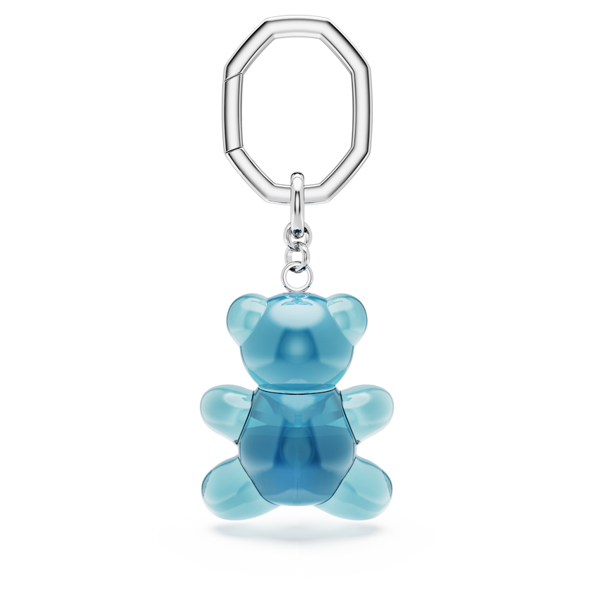 swarovski teddy key ring  bear  blue  rhodium plated