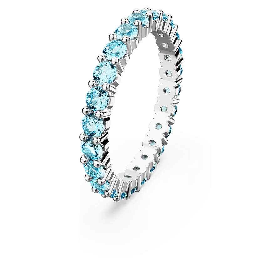 swarovski matrix ring  round cut  blue  rhodium plated