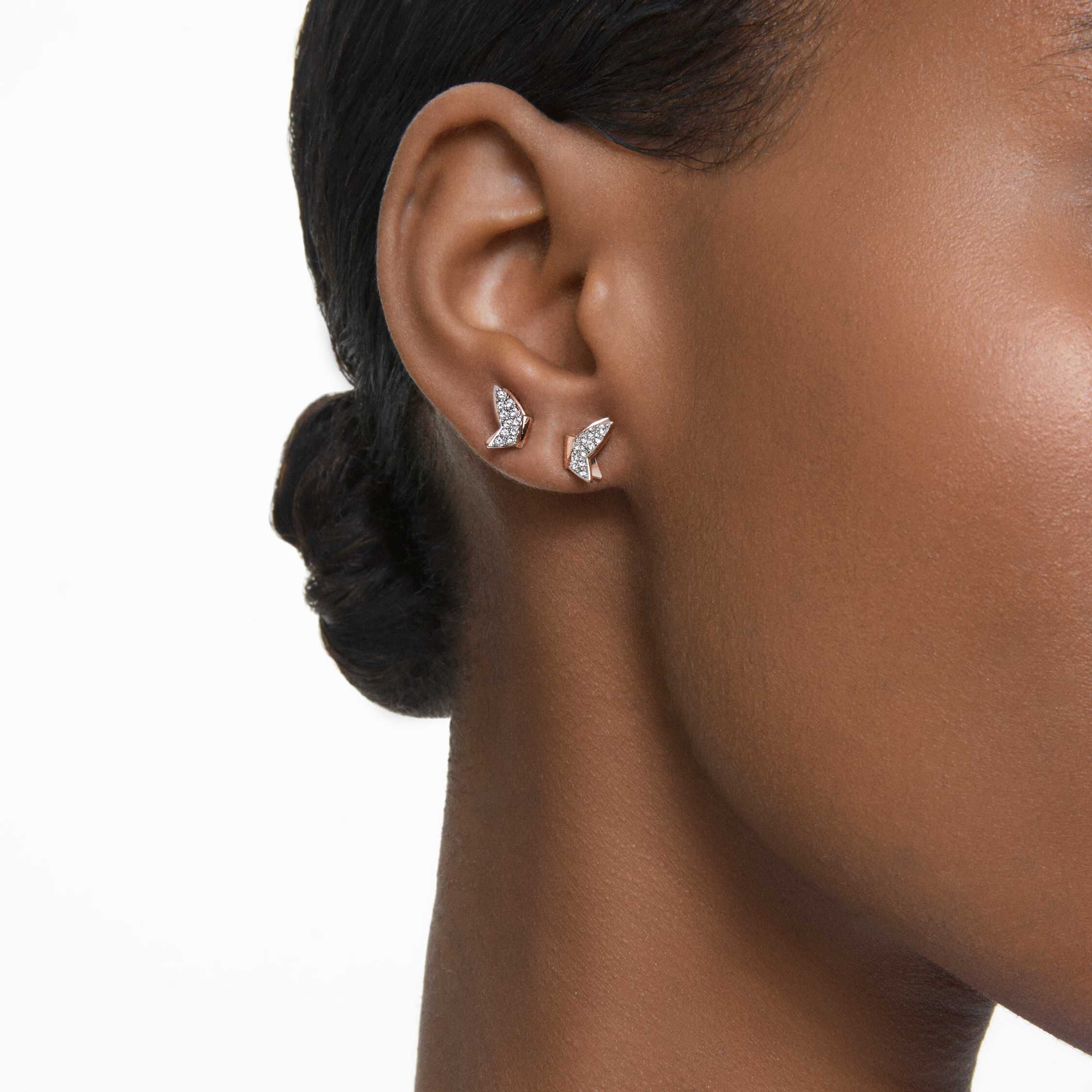 swarovski lilia stud earrings  butterfly  white  rose gold tone plated